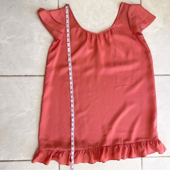 Club Monaco ruffle flare silk peach color dress size 2 - Picture 9 of 12